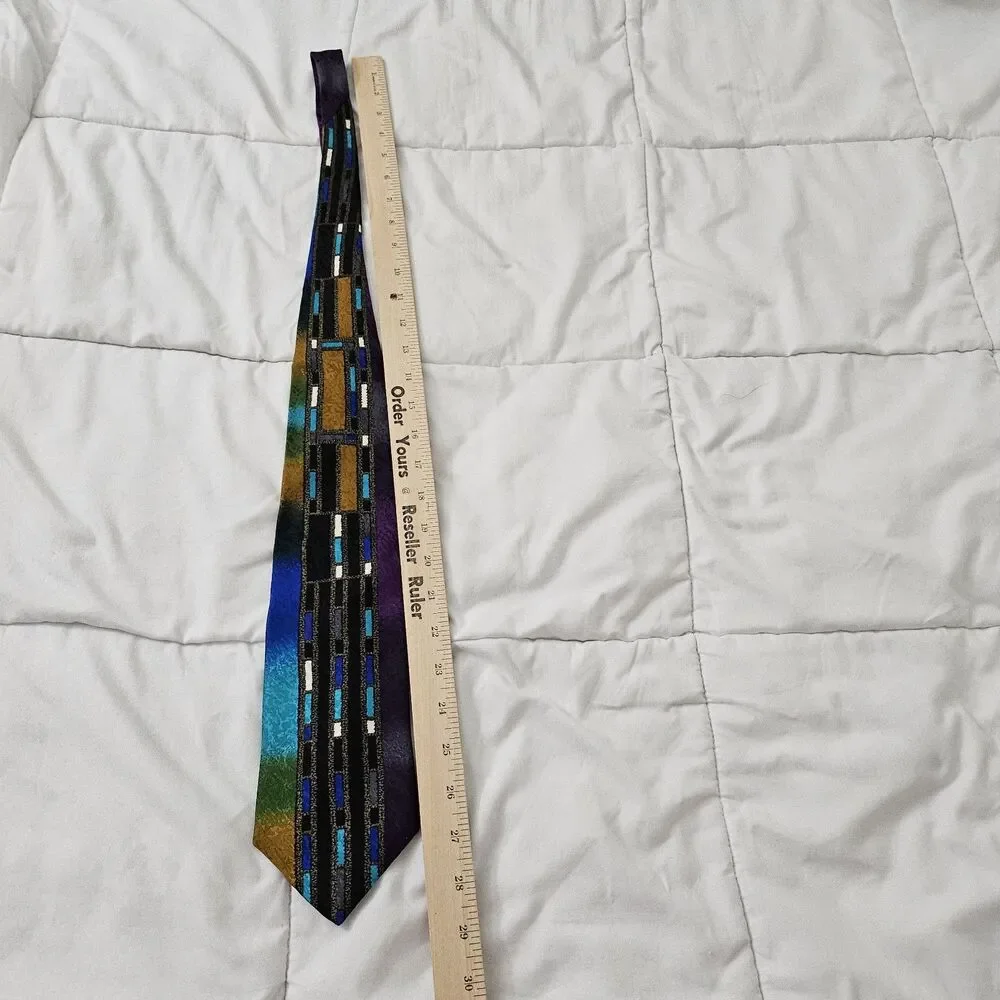 Emilio Romano Mens Silk Tie Modern Art Geometric Abstract Necktie Made In Italy